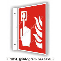 Tlačidlový hlášič požiaru (podľa ISO 7010) - obojstranné priestorové označenie v tvare "L"