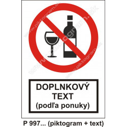 Zákaz požívania alkoholu (piktogram + text)