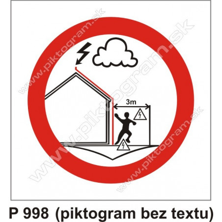 Zákaz zdržiavať sa pri zvodoch počas búrky (piktogram bez textu)