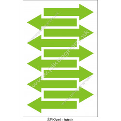 Označenie porubí - šípka smeru toku, zelená (hárok s 10 ks)