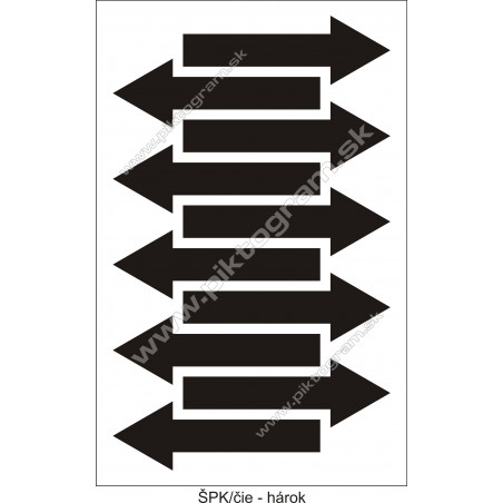 Označenie porubí - šípka smeru toku, čierna (hárok s 10 ks)